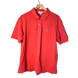 Fish Hippie Mens Coral Red Stretch Cotton Pique Short Sleeve Polo Shirt Large
